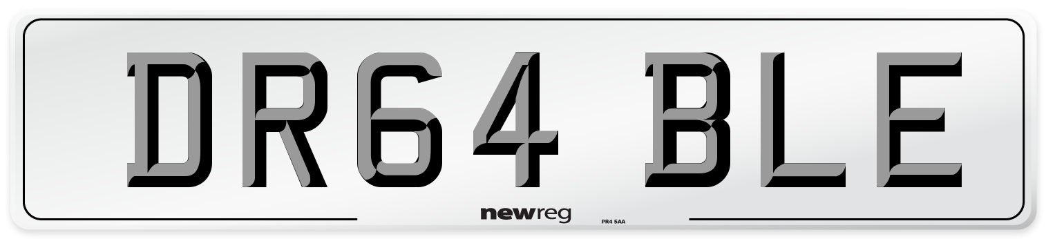 DR64 BLE Number Plate from New Reg